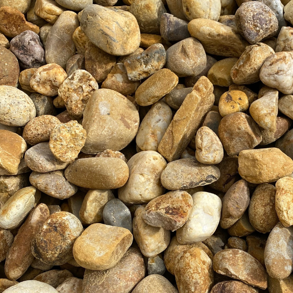 40mm Washed Golden River Pebbles all green