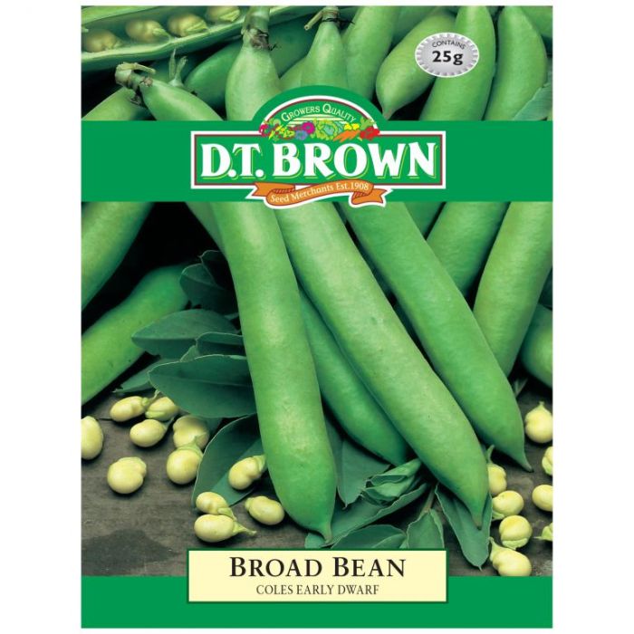 D.T. BROWN BROAD BEAN COLES EARLY DWARF SEEDS all green