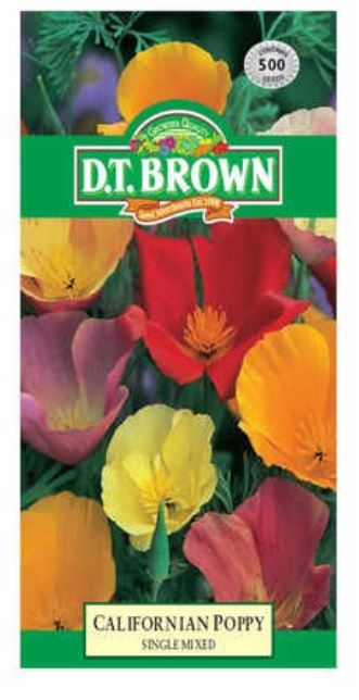 D.T. BROWN CALIFORNIAN POPPY SINGLE MIXED SEEDS all green