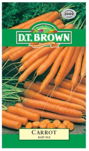D.T. BROWN CARROT BABY PAK SEEDS all green