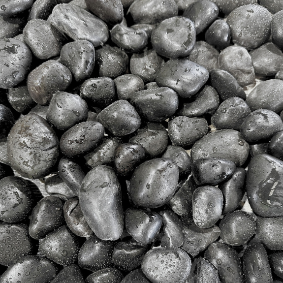 Black Polished Pebbles - 20kg Bag all green